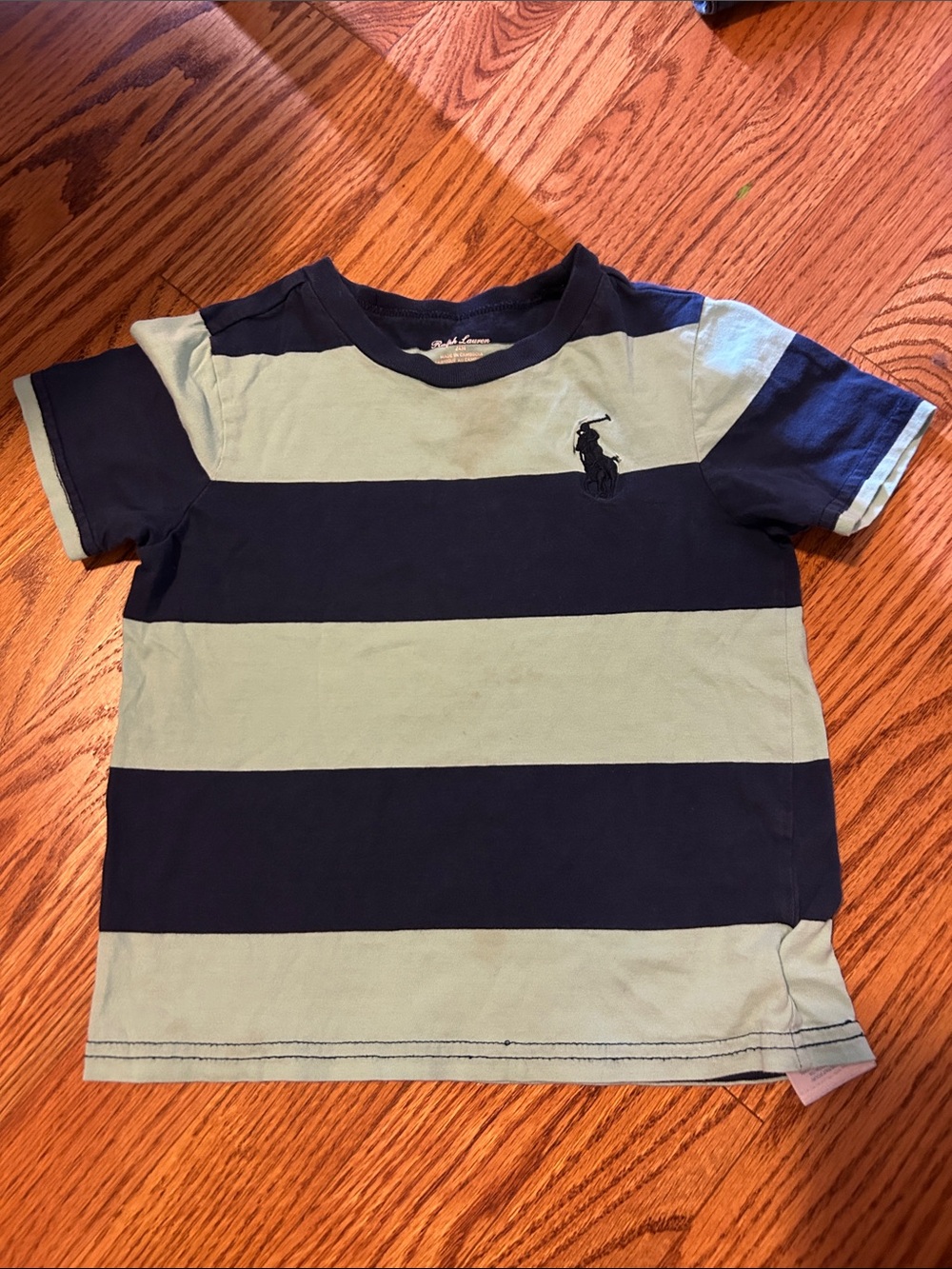 Ralph Lauren Kids Horizontal Stripe Tee - Navy & Light Blue-Green